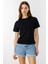 Kadın T-Shirt Kısa Kollu Organik Pamuklu Bisiklet Yaka Crop T-Shirt Kadın-T-Shırt 4