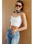 Kadın Scuba Kumaş Ip Askılı Crop Top Crop-Atlet 5