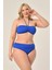 Aquaviva Kadın Büyük Beden Saks Straplez Boyundan Bağlı Bikini Takımı 3
