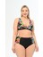 Aquaviva Kadın Siyah Rüzgar Gülü Desen Büyük Beden Yüksek Bel Kelebek Bikini Takımı 1