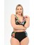 Aquaviva Kadın Siyah Rüzgar Gülü Desen Büyük Beden Yüksek Bel Kelebek Bikini Takımı 2