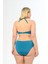 Aquaviva Kadın Petrol Mavi Büyük Beden Boyundan Bağlı Üçgen Elena Bikini Takımı 4