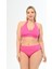 Kadın Fuşya Pembe Büyük Beden Boyundan Bağlı Üçgen Elena Bikini Takımı 1