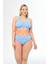 Kadın Mavi Büyük Beden Boyundan Bağlı Üçgen Elena Bikini Takımı 1
