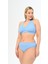 Kadın Mavi Büyük Beden Boyundan Bağlı Üçgen Elena Bikini Takımı 2