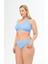 Kadın Mavi Büyük Beden Boyundan Bağlı Üçgen Elena Bikini Takımı 3