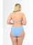 Kadın Mavi Büyük Beden Boyundan Bağlı Üçgen Elena Bikini Takımı 4