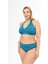 Kadın Petrol Mavi Büyük Beden Boyundan Bağlı Üçgen Elena Bikini Takımı 3