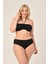 Aquaviva Kadın Büyük Beden Çizgili Siyah Straplez Boyundan Bağlı Bikini Takımı 1