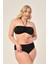 Aquaviva Kadın Büyük Beden Çizgili Siyah Straplez Boyundan Bağlı Bikini Takımı 3