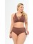 Kadın Kahverengi Büyük Beden Venezıa Çapraz Ipli Dekolte Bikini Takımı 1