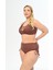 Kadın Kahverengi Büyük Beden Venezıa Çapraz Ipli Dekolte Bikini Takımı 3