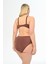 Kadın Kahverengi Büyük Beden Venezıa Çapraz Ipli Dekolte Bikini Takımı 4