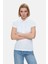 SHAVER Beyaz Polo Yaka Nakışlı Standard Fit Kadın Tshirt 1