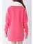 Pembe Genç Kız Kedi Baskılı Fermuarlı Kapüşonlu Pamuklu Sweatshirt 3