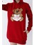 Genç Kız Bordo Ayıcıklı Desenli Kapüşonlu Pamuklu Sweatshirt 2