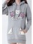 Genç Kız Gri Kedi Baskılı Kapüşonlu Pamuklu Sweatshirt 2