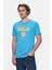 GAYLEY Mavi Bisiklet Yaka Baskılı Standard Fit Erkek Tshirt 1