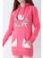 Genç Kız Pembe Kedi Baskılı Kapüşonlu Pamuklu Sweatshirt 1