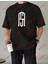 Minimal Lisanslı Logo 2 Baskılı Oversize Yıkamalı Tshirt Siyah 3