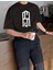 Minimal Lisanslı Logo 2 Baskılı Oversize Yıkamalı Tshirt Siyah 4