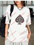 Maça As Baskılı Baskılı Oversize Yıkamalı Tshirt Beyaz 2