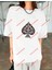 Maça As Baskılı Baskılı Oversize Yıkamalı Tshirt Beyaz 4
