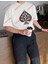Maça As Baskılı Baskılı Oversize Yıkamalı Tshirt Beyaz 5