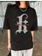 New York K Baskılı Oversize Yıkamalı Tshirt Siyah 5