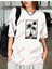 Minimal Palmiye Happy Baskılı Oversize Yıkamalı Tshirt Beyaz 2