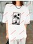 Minimal Palmiye Happy Baskılı Oversize Yıkamalı Tshirt Beyaz 4