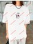 Minmal Katil Tavşan Baskılı Oversize Yıkamalı Tshirt Beyaz 4