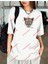 Leopar Stay Wild Baskılı Oversize Yıkamalı Tshirt Beyaz 3