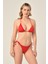 Aquaviva Kadın Kırmızı Üçgen Slip Büzgülü Brazılıan Bikini Takımı 1