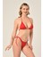 Aquaviva Kadın Kırmızı Üçgen Slip Büzgülü Brazılıan Bikini Takımı 2