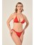 Aquaviva Kadın Kırmızı Üçgen Slip Büzgülü Brazılıan Bikini Takımı 3