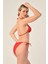 Aquaviva Kadın Kırmızı Üçgen Slip Büzgülü Brazılıan Bikini Takımı 4