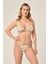Aquaviva Kadın Beyaz Yaprak Desen Üçgen Slip Büzgülü Brazılıan Bikini Takımı 1