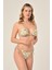 Aquaviva Kadın Beyaz Yaprak Desen Üçgen Slip Büzgülü Brazılıan Bikini Takımı 2
