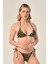 Aquaviva Kadın Siyah Yeşil Yaprak Desen Üçgen Slip Büzgülü Brazılıan Bikini Takımı 2