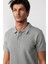 Erkek Slim Fit Dar Kesim %100 Pamuk Gri Polo Yaka Tişört 2