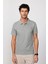 Erkek Slim Fit Dar Kesim %100 Pamuk Gri Polo Yaka Tişört 4