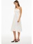 Branny Regular Fit Midi Boy Askılı Kare Yaka Ekru Renk Elbise 2
