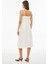 Branny Regular Fit Midi Boy Askılı Kare Yaka Ekru Renk Elbise 4