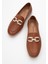 Kadın Ortopedik Tokalı Günlük Loafer Ayakkabı Gerçek Deri Cr 2202 Taba 5
