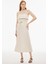 Brates Regular Fit Midi Boy Straplez Bej Renk Elbise 2