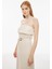 Brates Regular Fit Midi Boy Straplez Bej Renk Elbise 3
