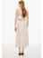 Brates Regular Fit Midi Boy Straplez Bej Renk Elbise 4