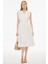 Belias Regular Fit Midi Boy Sıfır Kol Bisiklet Yaka Ekru Renk Elbise 1