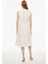 Belias Regular Fit Midi Boy Sıfır Kol Bisiklet Yaka Ekru Renk Elbise 4